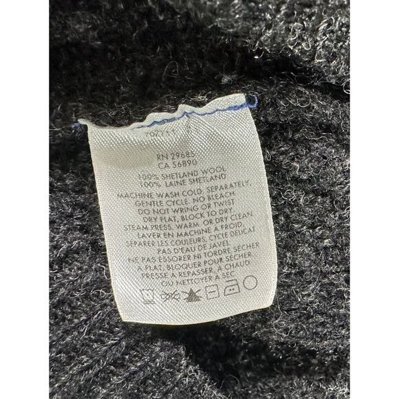 Pendleton Men's Black Full Zip 100% Shetland Wool Loose Knit Cardigan Size Large - Picture 11 of 12